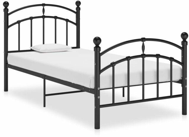 Sängynrunko Industrial, musta metalli, 90x200 cm