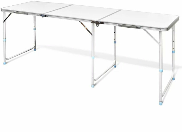 Retkipöytä 180x60cm, alumiini, korkeussäädettävä