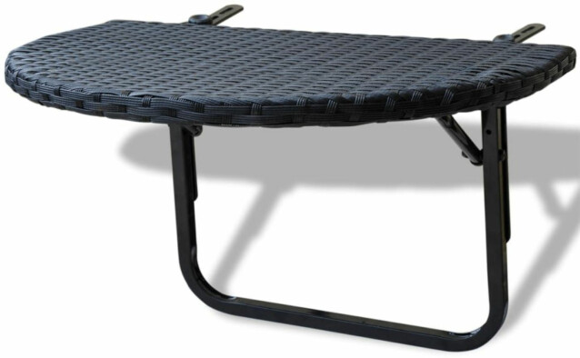 Parvekepöytä, 60x60x32 cm, musta polyrottinki