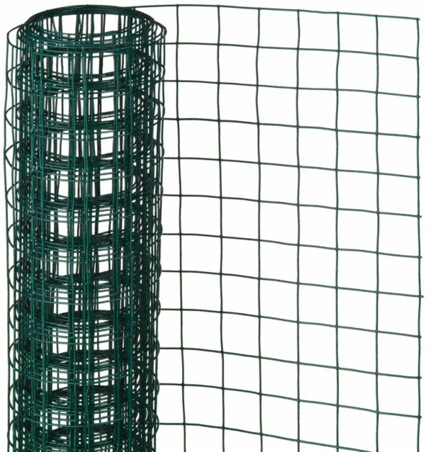 Metalliverkko, neliö, 0.5x2.5m, 13mm, muovipäällysteinen teräs, vihreä
