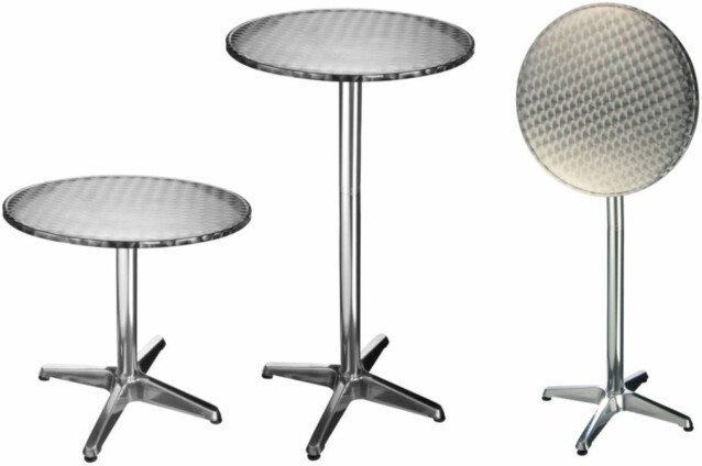 Kokoontaitettava bistropöytä, pyöreä, 60x60x(58-115) cm, alumiini