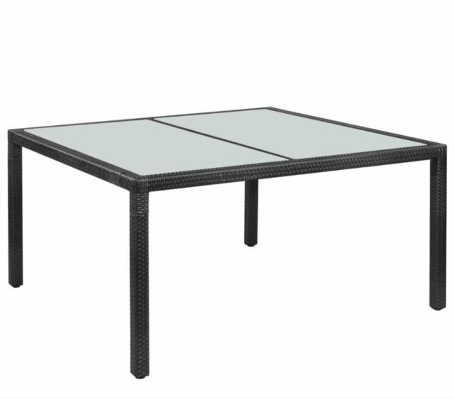 Puutarhapöytä, 150x90x75 cm, musta polyrottinki