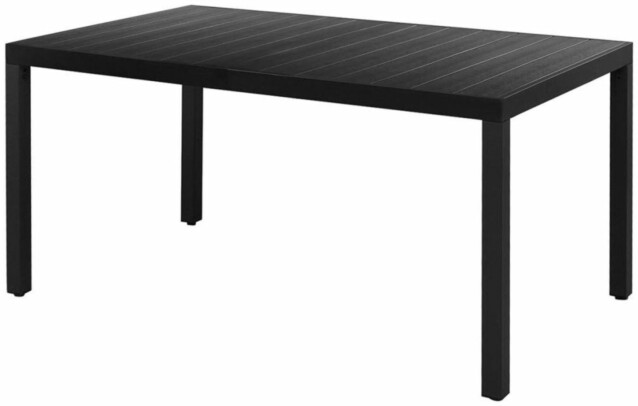 Puutarhapöytä musta, 150x90x74 cm, alumiini ja puukomposiitti