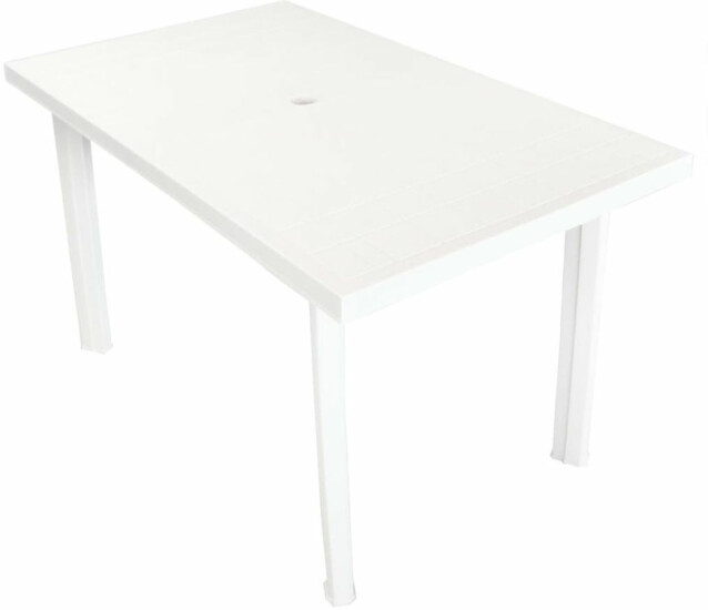 Puutarhapöytä valkoinen, 126x76x72 cm, muovi