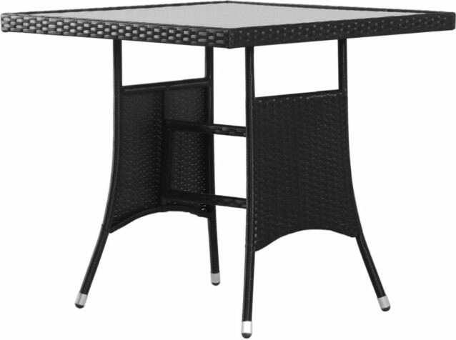 Puutarhapöytä, 80x80x74 cm, musta polyrottinki