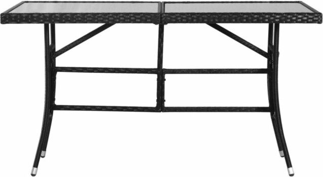 Puutarhapöytä, 140x80x74 cm, musta polyrottinki