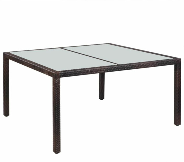 Puutarhapöytä, 150x90x75 cm, ruskea polyrottinki ja lasi