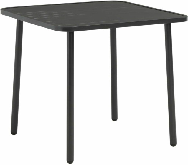 Puutarhapöytä, tummanharmaa, 80x80x72 cm, teräs