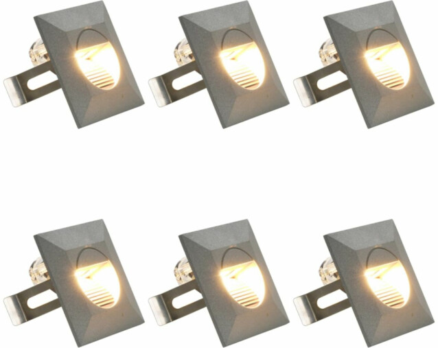 LED-seinävalaisimet ulkokäyttöön, 6 kpl, 5 W, hopea, neliö