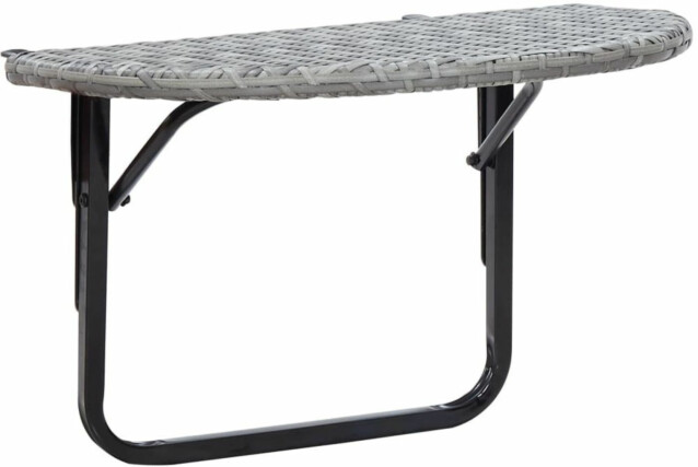 Parvekepöytä, 60x60x50 cm, harmaa polyrottinki