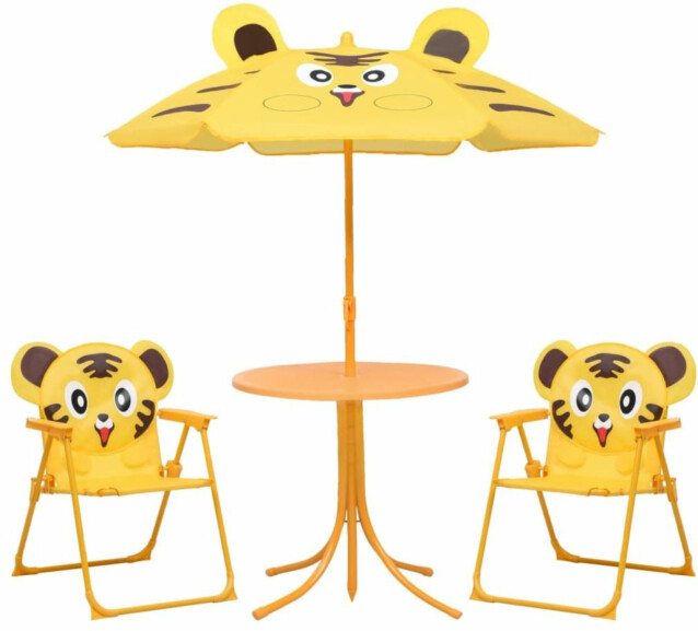 3-osainen lasten bistrosarja aurinkovarjolla, keltainen