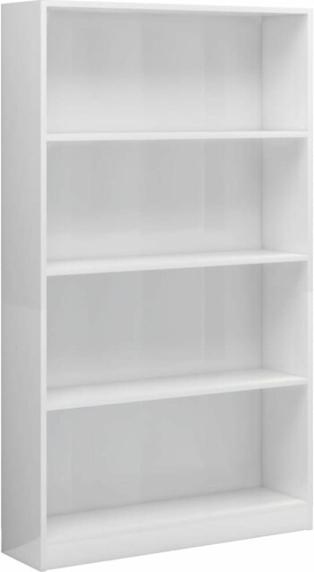 4-tasoinen kirjahylly korkeakiilto valkoinen, 80x24x142 cm