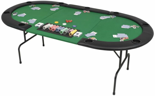 Kokoontaitettava pokeripöytätaso, 9-pelaajalle, vihreä