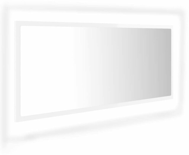 Kylpyhuonepeili LED, korkeakiilto valkoinen, 100x8,5x37 cm lastulevy