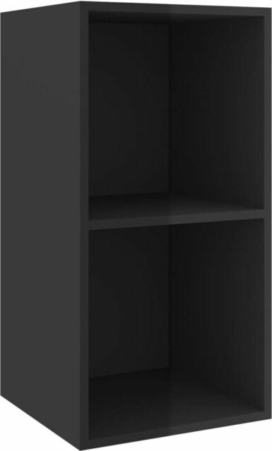Seinäkiinnitettävä TV-taso, korkeakiilto musta, 37x37x72 cm, lastulevy