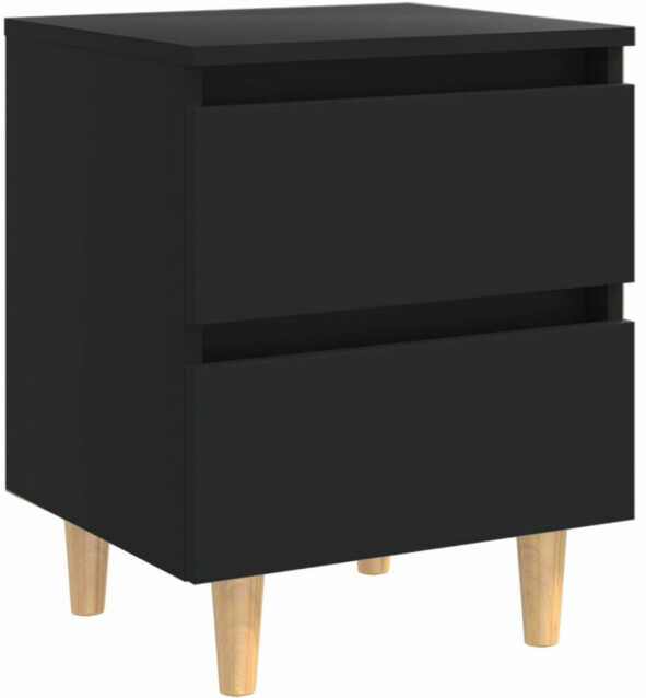 Yöpöytä, täysmäntyiset jalat, musta, 40x35x50cm