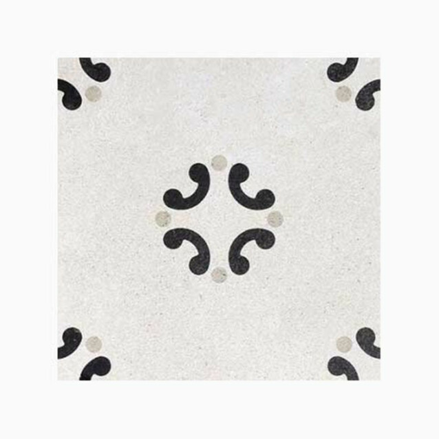 Lattialaatta Fioranese Cementine Black & White 3, 20x20cm, matta, mustavalkoinen