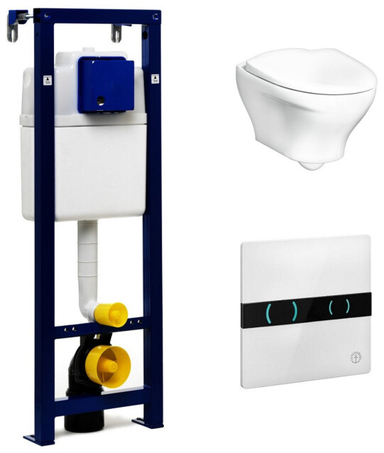 Seinä-WC-paketti Gustavsberg Estetic 8330 Triomont XS -asennusteline + kosketusvapaa painike valkoinen