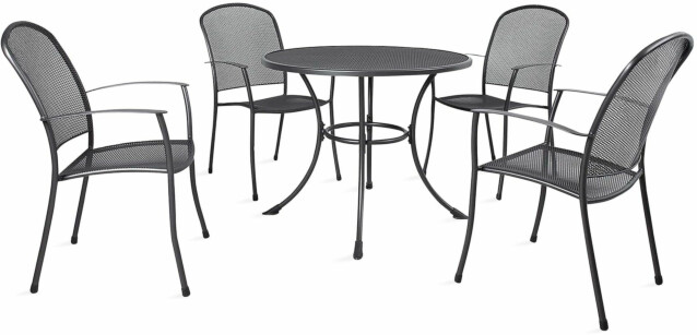 Puutarharyhmä Home4you Nety, pöytä + 4 tuolia, harmaa 