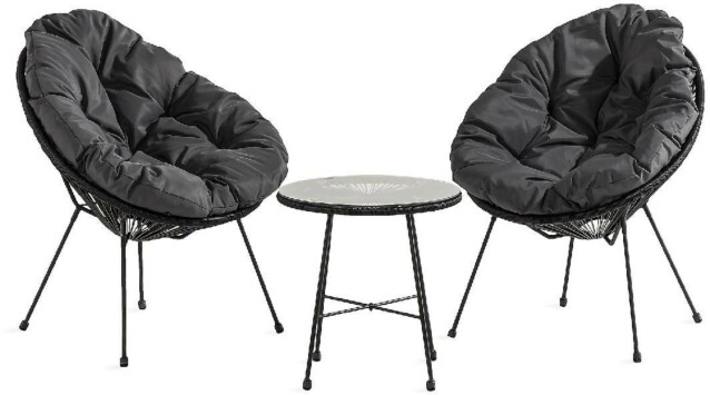 Parvekeryhmä Bologna 2 tuolia + pehmusteet musta