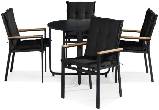 Parvekeryhmä Flippy 4 Las Vegas tuolia + mustat pehmusteet musta