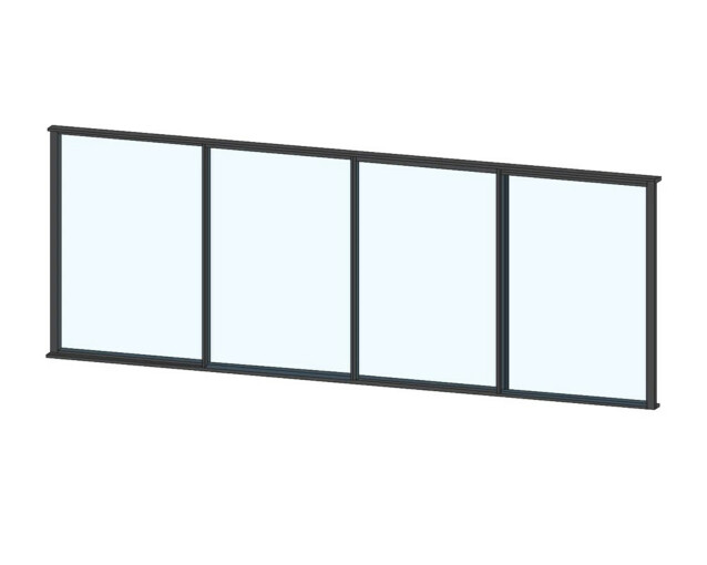 Terassin liukulasi-ikkuna Keraplast 4-os. 1100x3800mm, kirkas/musta