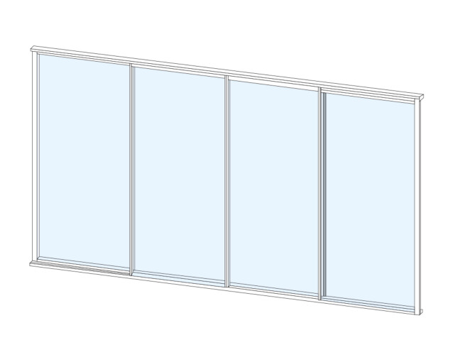 Terassin lasiliukuovi Keraplast 4-os. 2100x3800 mm kirkas/valkoinen