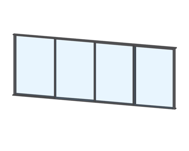 Terassin liukulasi-ikkuna Keraplast 4-os. 1100x3800 mm kirkas/harmaa
