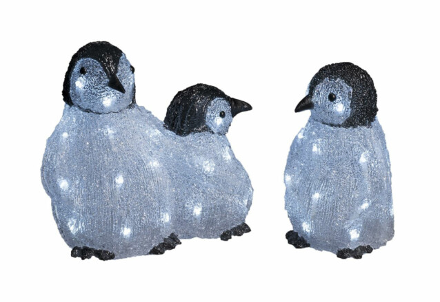 Valokoriste Konstsmide Pingviiniperhe, IP44, 3-osainen, 48 x LED, 23cm