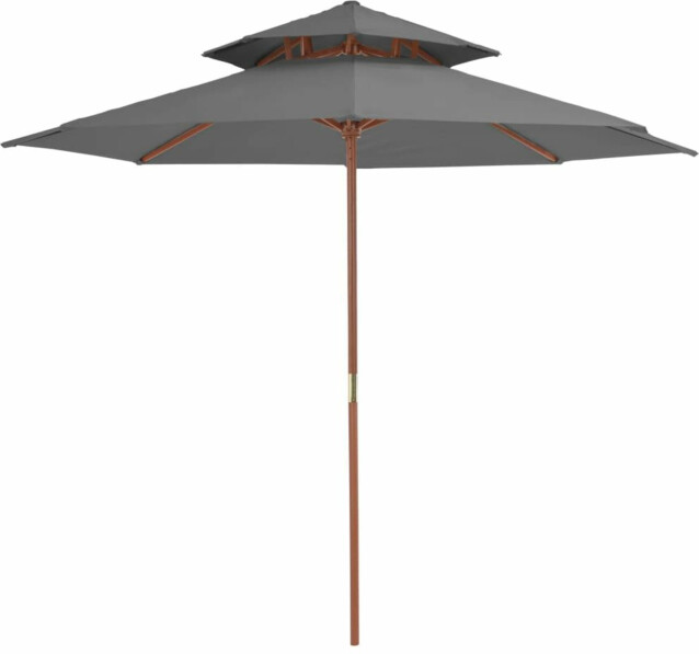 Kaksikerroksinen aurinkovarjo puurunko 270 cm antrasiitti_1