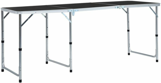 Kokoontaitettava retkipöytä harmaa alumiini 180x60 cm