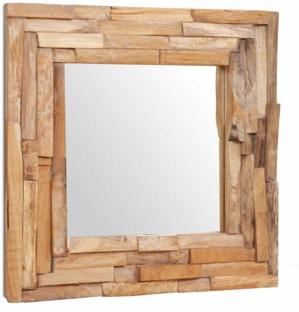 Koristeellinen peili tiikki 60x60 cm neliö_1
