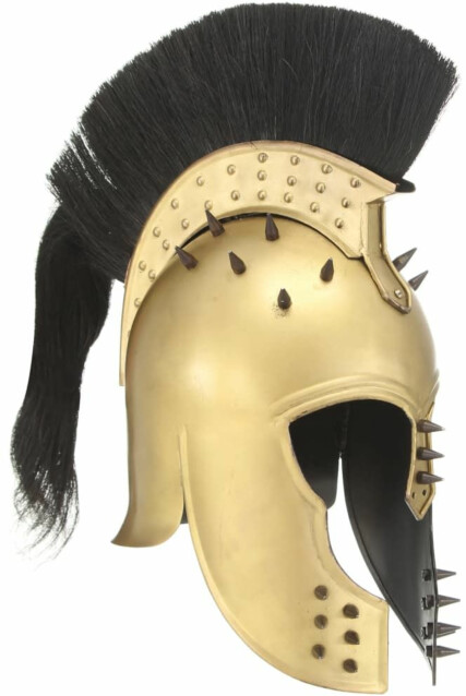 Kreikkaisen sotilaan teräksinen kypärä antiikki kopio messinki
