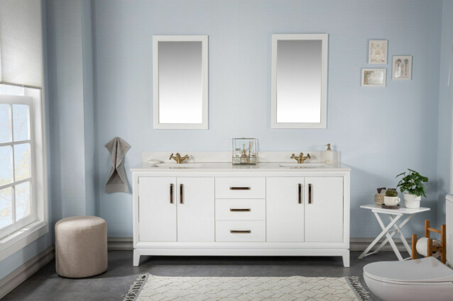 Kylpyhuoneryhmä Linento Bathroom Michigan 72 White kaksi allasta ja peiliä