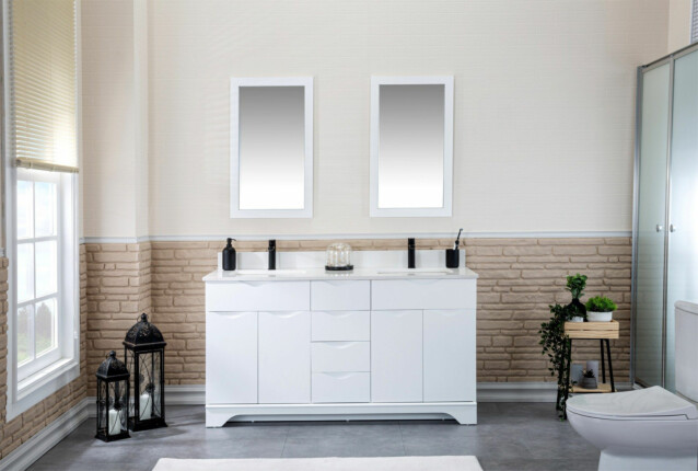 Kylpyhuoneryhmä Linento Bathroom Teton 60 White kaksi allasta ja peiliä