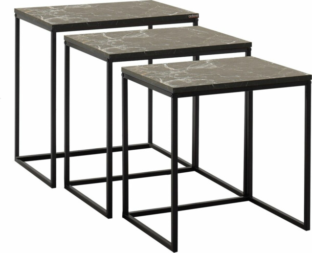 Pöytäsarja Linento Furniture SHP-933-QQ-1 musta/marmori