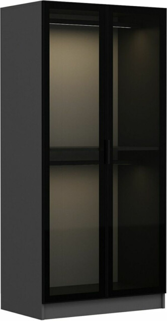 Vaatekaappi Linento Furniture Kale 190x90cm musta/antrasiitti