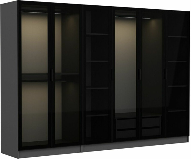 Vaatekaappi Linento Furniture Kale 6653 190x270cm antrasiitti/musta