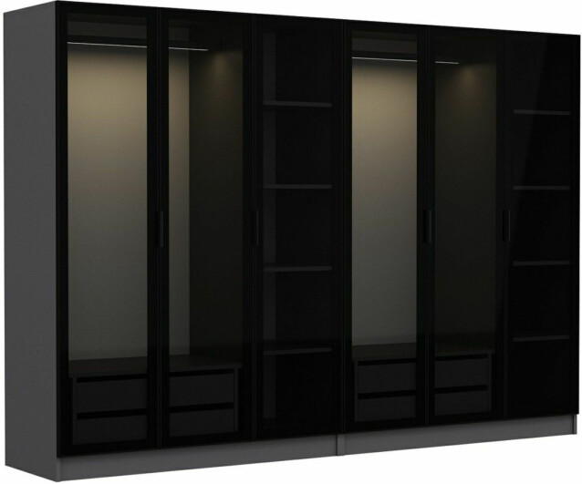 Vaatekaappi Linento Furniture Kale 6093 210x270cm antrasiitti/musta
