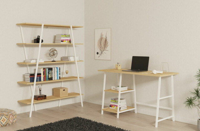 Työpöytä ja kirjahylly Linento Furniture Dobra