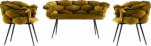 Sohvaryhmä Linento Furniture Balon 2138, sohva + 2 tuolia, okra/musta