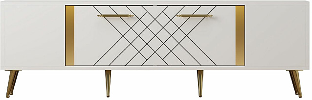 TV-taso Linento Furniture Detas valkoinen/kulta