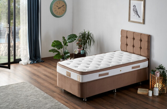Sänkypaketti Linento Furniture Latte 120x200 cm vaaleanruskea