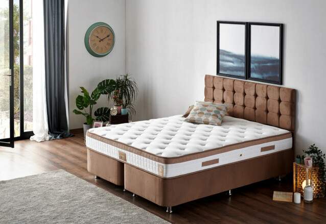 Jenkkisänkypaketti Linento Furniture Latte 140x190 cm vaaleanruskea