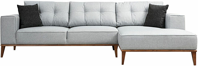Avokulmasohva Linento Furniture Montana 3-paikkainen oikea vaaleanharmaa