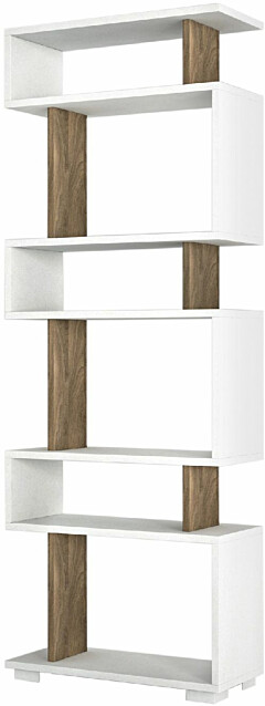 Kirjahylly Linento Furniture Blok valkoinen/pähkinä