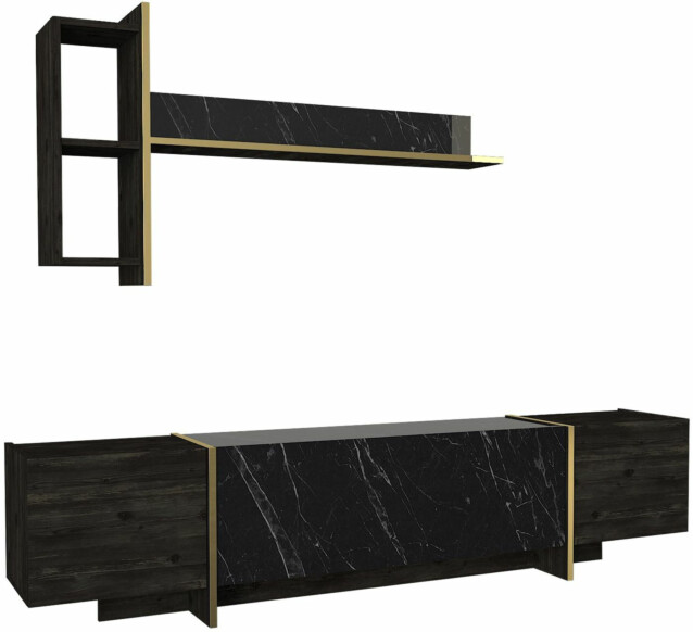 TV-taso ja seinähylly Linento Furniture Veyron musta/kulta