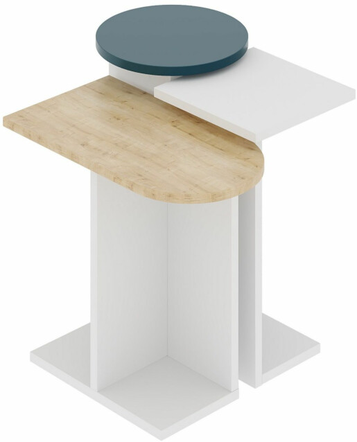 Sarjapöytä Linento Furniture Mund 3-osainen valkoinen/tammi/turkoosi