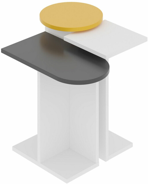 Sarjapöytä Linento Furniture Mund 3-osainen valkoinen/antrasiitti/keltainen