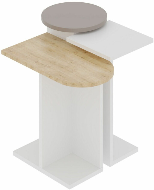 Sarjapöytä Linento Furniture Mund 3-osainen valkoinen/tammi/beige